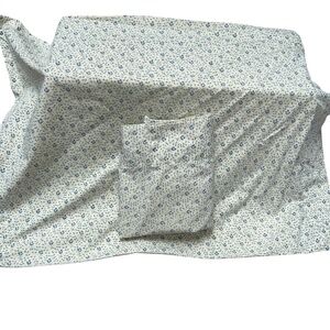 Traditions Pamela Kline Vintage blue cream block print FLORAL pillow case/sham